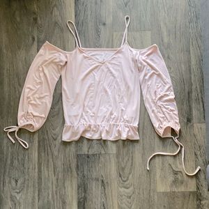 American Eagle Soft Cold Shoulder Top Light Pink Size S